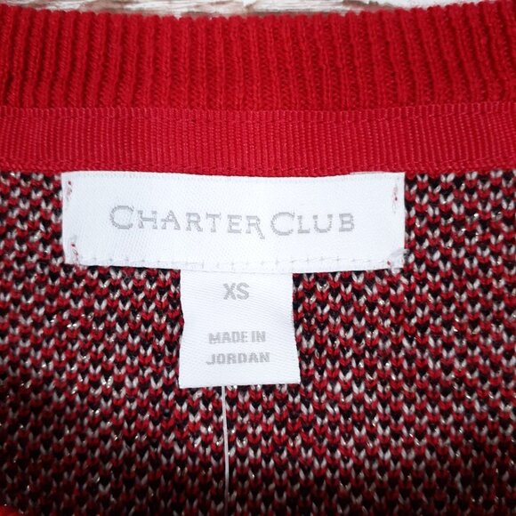 Charter Club Sweater XS Red Black Plaid Christmas 200A - Picture 2 of 5